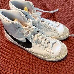 Nike White and Black High-Top Sneakers